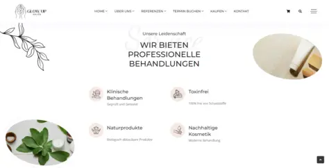 Website für Kosmetikgeschäft Glow Up in Aalen | Webdesign